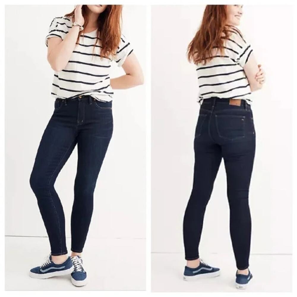 MADEWELL 9" Mid-Rise Skinny Jeans in Larkspur Wash Stretch Denim Size 24